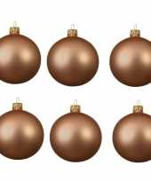 6x glazen kerstballen mat donker parel champagne 8 cm kerstboom versiering decoratie
