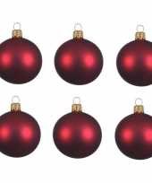 6x glazen kerstballen mat donkerrood 8 cm kerstboom versiering decoratie