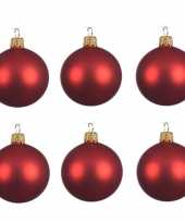 6x glazen kerstballen mat kerst rood 8 cm kerstboom versiering decoratie