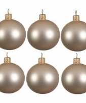 6x glazen kerstballen mat licht parel champagne 8 cm kerstboom versiering decoratie