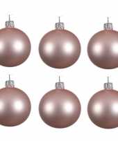 6x glazen kerstballen mat lichtroze 6 cm kerstboom versiering decoratie