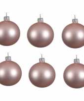 6x glazen kerstballen mat lichtroze 8 cm kerstboom versiering decoratie