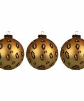 6x glazen kerstballen mat luipaardprint 8 cm kerstboom versiering decoratie
