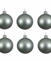 6x glazen kerstballen mat mintgroen 8 cm kerstboom versiering decoratie