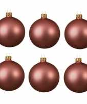 6x glazen kerstballen mat oud roze 6 cm kerstboom versiering decoratie