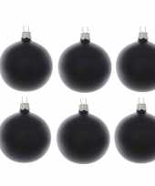 6x glazen kerstballen mat zwart 6 cm kerstboom versiering decoratie