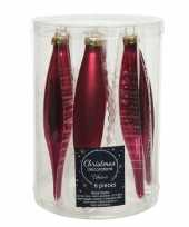 6x glazen pegels kerstballen glans mat bessen roze 15 cm kerstboom versiering decoratie