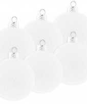 6x witte cotton balls kerstballen decoratie 6 5 cm