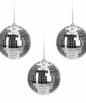 6x zilveren disco spiegel kerstballen 6 cm kerstversiering