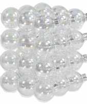72x transparante parelmoer glazen kerstballen 4 cm mat glans