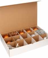 7x kerstversiering opbergen doos met deksel voor 10 cm kerstballen