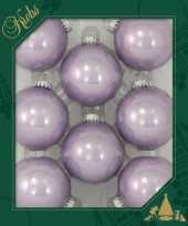 8x glanzende lichtpaarse kerstboomversiering kerstballen van glas 7 cm
