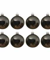 8x glazen kerstballen glans grijsblauw 10 cm kerstboom versiering decoratie