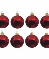 8x glazen kerstballen glans kerst rood 10 cm kerstboom versiering decoratie
