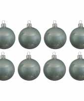 8x glazen kerstballen glans mintgroen 10 cm kerstboom versiering decoratie