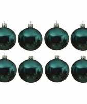 8x glazen kerstballen glans turkoois blauw 10 cm kerstboom versiering decoratie