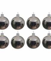 8x glazen kerstballen glans zilver 10 cm kerstboom versiering decoratie