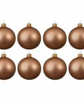 8x glazen kerstballen mat donker parel champagne 10 cm kerstboom versiering decoratie