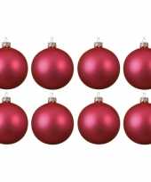 8x glazen kerstballen mat fuchsia roze 10 cm kerstboom versiering decoratie