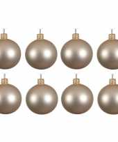 8x glazen kerstballen mat licht parel champagne 10 cm kerstboom versiering decoratie