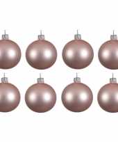 8x glazen kerstballen mat lichtroze 10 cm kerstboom versiering decoratie