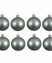 8x glazen kerstballen mat mintgroen 10 cm kerstboom versiering decoratie