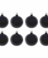 8x glazen kerstballen mat zwart 10 cm kerstboom versiering decoratie