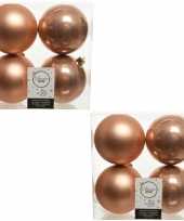 8x kunststof kerstballen glanzend mat zacht terra bruin 10 cm kerstboom versiering decoratie