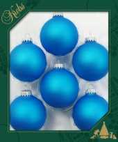 8x matte intens blauwe kerstballen van glas 7 cm