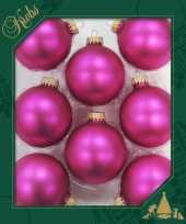 8x matte kanlroze kerstballen van glas 7 cm