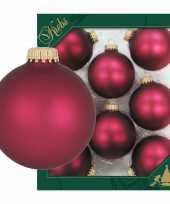8x matte velvet rode kerstballen van glas 7 cm