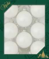 8x witte matte kerstballen van glas 7 cm