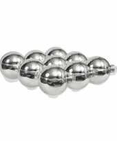 9x glazen kerstballen glans zilver 10 cm