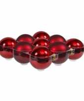 9x glazen kerstballen mat en glans rood 10 cm