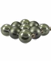 9x glazen kerstballen mat glans graniet groen 10 cm