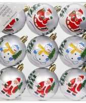 9x kunststof kerstballen met kerstmannen en sneeuwpoppen 6 cm 10192591
