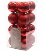 Ambiance christmas kerstboom decoratie kerstballen rood 16 stuks 10097162