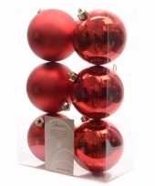 Ambiance christmas kerstboom decoratie kerstballen rood 6 stuks