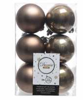 Bruine kerstballen van kunststof 6 cm