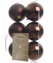 Chique christmas kerstboom decoratie kerstballen bruin 6 stuks