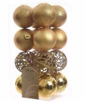Chique christmas kerstboom decoratie kerstballen goud 16 stuks