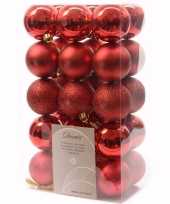 Christmas red kerstboom decoratie kerstballen 6 cm rood 30 stuks