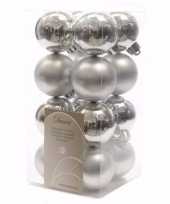 Christmas silver kerstboom decoratie kerstballen zilver 16 stuks 10097157