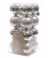 Christmas silver kerstboom decoratie kerstballen zilver 16 stuks 10097157