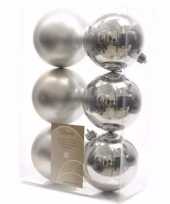 Christmas silver kerstboom decoratie kerstballen zilver 6 stuks 10097308