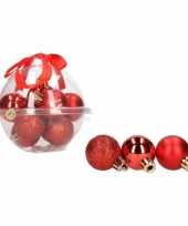 Classic red 12 delige mini kerstballenset rood 3 cm