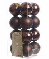 Cosy christmas kerstboom decoratie kerstballen bruin 16 stuks 10097182