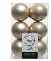 Creme kerstballen van kunststof 6 cm