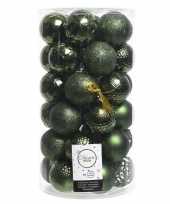 Dennen groene kerstballen set 6 cm 36 stuks