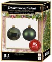 Donkergroene kerstballen pakket 45 delig voor 120 cm boom